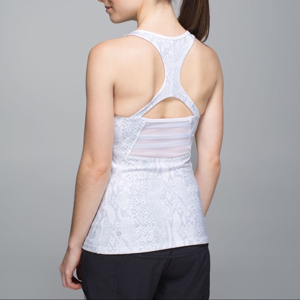 Lululemon mesh with me tank desert snake white